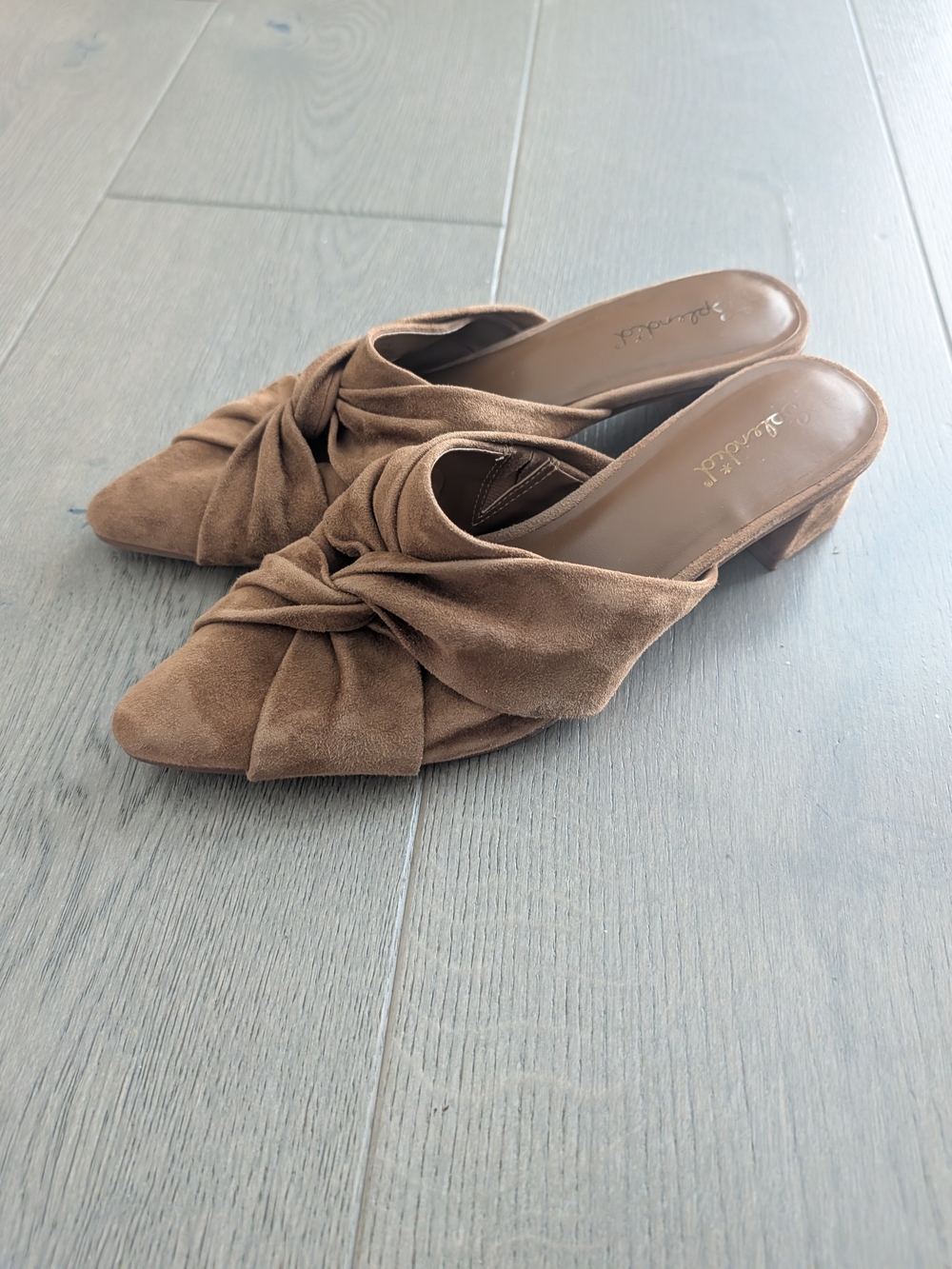 Splendid Brown Suede Pointed Toe Knot Mule 8